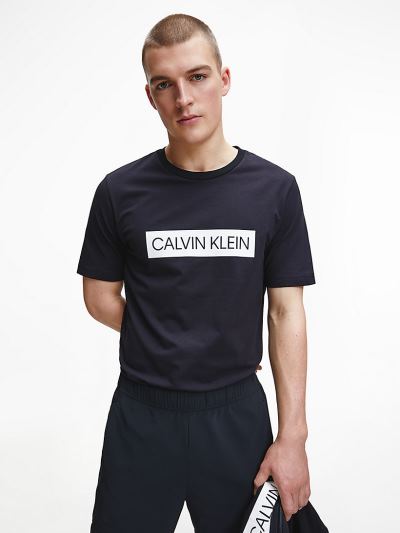 Calvin Klein Ruhák HU040623 | Calvin Klein Logo Gym Férfi Póló Fekete / Világos Fehér
